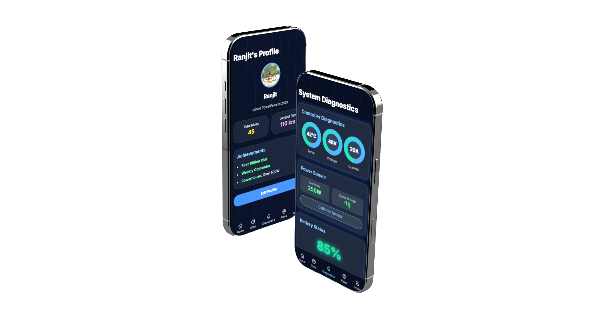 App diagnostics and profile screens